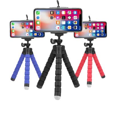 China Portable Flexible With Wireless Remote Mini Flexible Tripod Selfie Stick Sponge Octopus Camera Phone Holder for sale