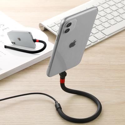 China 1.2m 3ft New Arrival 1.2M Fast Charging Type C 2.4A USB Charger Cable Desktop Phone Holder Bracket Lazy USB Data Cable For Ipad Iphone for sale