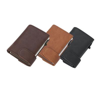 China High Quality RFID Buckle Wallet Card Holder With Coin Purse Money Clip Key Minimalist Large Capacity Wallet for sale