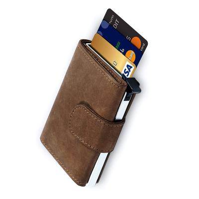 China Minimalist 2021 New Genuine Leather Rfid Blocking Wallet For Gift Business ID Credit Card Holder Men Wallet Money Clip Card Holder Wallet for sale