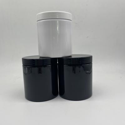 China Custom 570ml Medicine Black Plastic Jars With Lids PET Container For Food Protein Powder Boxes Travel Plastic PET Bottle Storage Jars for sale