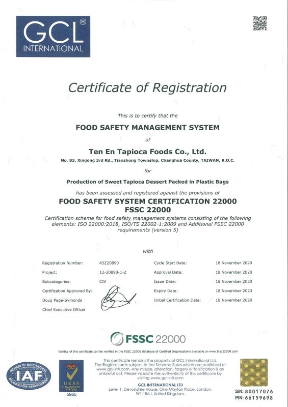 FSSC22000 - TEN EN TAPIOCA FOODS CO., LTD.