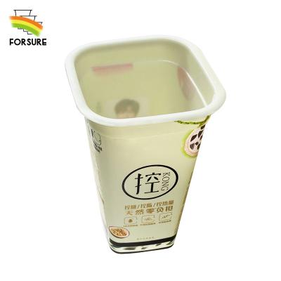 China IML Single Wall Tamper Evident Plastic Cup 430ML With Lid For Cold Drinks Custom Logo Milk Tea Cups Milkshake Cups for sale