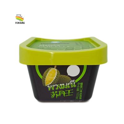 China 150ml Single Wall Customized 5 oz Square IML Food Grade Ice Cream Label Tamper Proof Plastic Tubs for sale