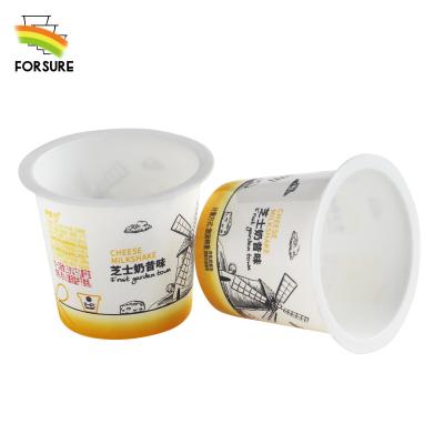 China 110ml 4oz Single Wall Plastic Sauce Cups Tamper Visible Logo Aluminum Foil Lid Plastic Yogurt Tub for sale