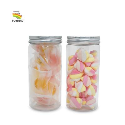 China recyclable & PET Unbreakable Empty Plastic Jar For Candy Cookie Food Grade 14oz Plastic Jars With Sealing And Lid PET Aluminum Jar for sale