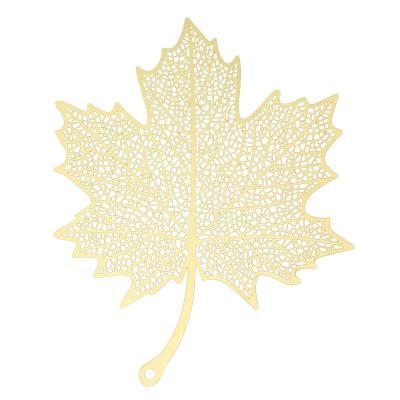 China China High Quality Gold Plated Maple Leaf Metal Bookmark With Tassels for sale