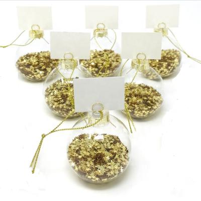 China Gold Indoor Star in Clear Glass Flat Bauble Ball Place Name Card Holder for Table for sale