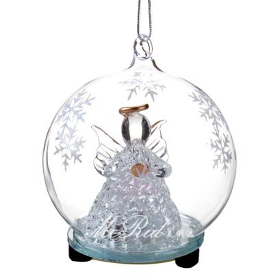 China Home Customized High Quality Christmas Ornaments Glass Ball With Angel for sale