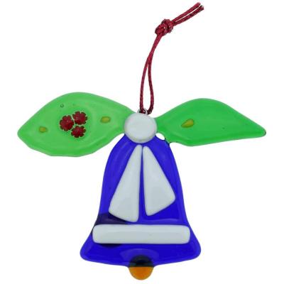 China Europe Christmas Tree Decoration Glass Bell Shape Hanging Beveled Glass Christmas Tree Ornaments for sale