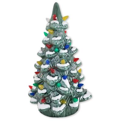 China Hand Painted Ceramic Christmas Tree Lighted Xmas Holiday Centerpiece Decor Christmas Tree Tabletop for sale