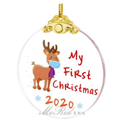 China Europe 2020 Quarantine Gift Christmas Ornaments Present Friends Novelty Elks Keepsake Social Distancing Christmas Tree Decoration for sale