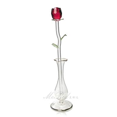 China Europe LED Lights Red Rose with Crystal Glass Figurine Stand for sale