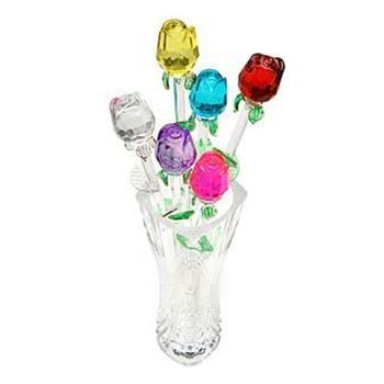 China Europe Wholesale Beautiful Long Stem Glass Rose Flower For Valentine's Day for sale