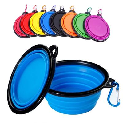 China 350ML/1000ML Silicone Viable Collapsible Collapsible Pet Bowl Portable Collapsible Dog Travel Puppy Food Container Driver for sale