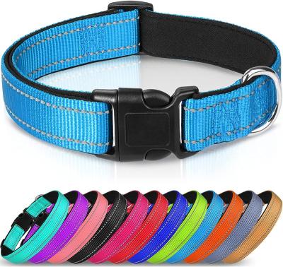 China Amazon Viable Hot Sale Dog Collar Reflective Soft Nylon Padded Breathable Pet Collar Adjustable For Small Medium Large Dogs for sale