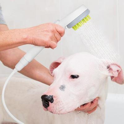 China Sustainable New Design Portable Grooming Pet Bathing Tool 2 in 1 Attachment Shower Head Dog Brush for Bath and Pet Massage Grooming for sale