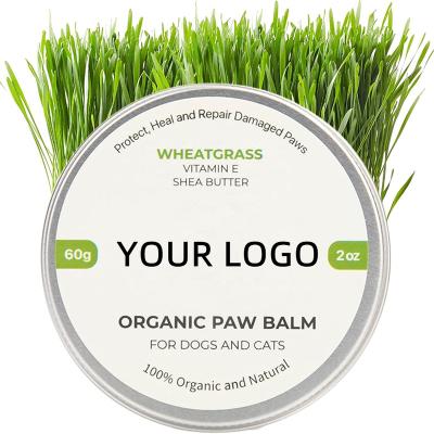 China Viable Private Label Wheatgrass Organic Dog Cat Paw Pads Balm for Cracked Irritated Paw Palm Nose Elbow Foot Skin Wrinkle and Heal for sale