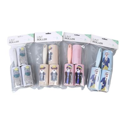 China Stored Pet Care Products Dog Reusable Fiber Roller Cat Hair Remover Roller Sticky Fiber Roller Set for sale