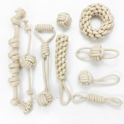 China Viable Wholesale Custom Logo Eco Friendly Hemp Knot Dog Rope Toys For Dog Play for sale