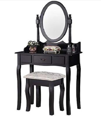 China Sleek and stylish KD bedroom dresser black dresser comes with dressing table and stool for sale