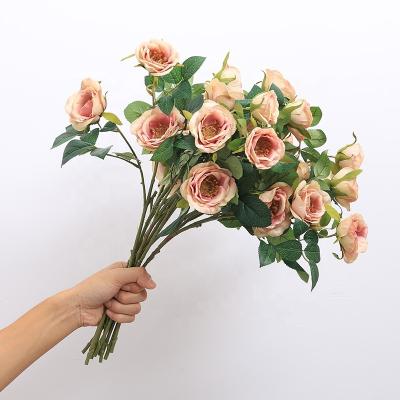 China Artificial Flower Wholesale Three Camellia Home Living Room Decoration Minimalist Simulation Flower for sale