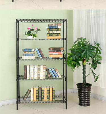 China Kitchen High Quality Movable 5 Tiers Garage Wire Shelf Metal Shelving Unit Heavy Duty Rack With Wheels for sale