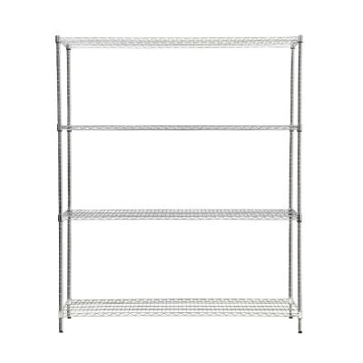 China Kitchen High Quality Movable 4 Tiers Garage Wire Shelf Metal Shelving Unit Heavy Duty Rack With Wheels for sale