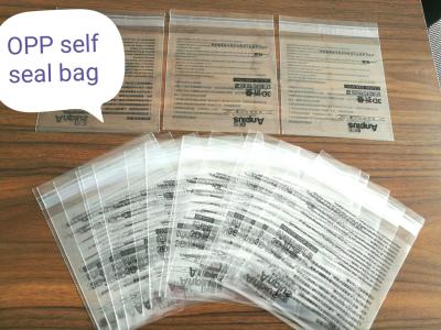 China Strong Self Sealing Bags , Transparent OPP Self Adhesive Garment Bag for sale