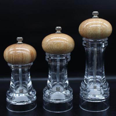 China Sustainable Running Wood+ Mill Pepper Mill Acrylic Manual Manual Pepper Grinder for sale