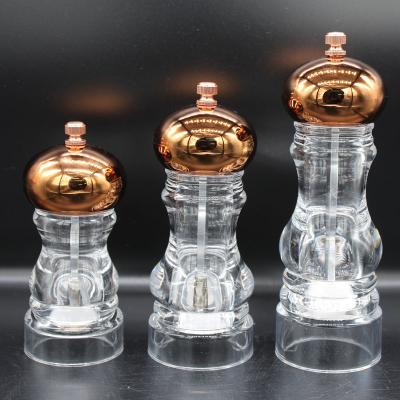 China Viable Pepper Mill Rose Golden Acrylic Hand-Operated Manual Pepper Grinder for sale