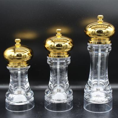 China Viable Gold Pepper Mill Acrylic Manual Manual Pepper Grinder for sale