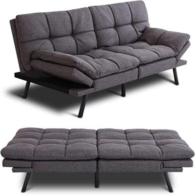 China Foldable Opoiar Futon Sofa Bed Memory Foam Couch Bed with Mattress and Frame Included, Comfortable Grey Fabric Loveseat Sleeper Sofa for sale