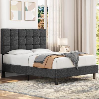 China Other Platform Bed Frame with Adjustable Headboard, Mattress Foundation, Strong Wooden Slats Support, No Box Spring Needed, Dark Grey for sale