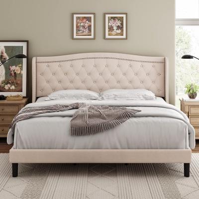 China Other Full Size Bed Frame, Modern Upholstered Platform Bed with  Headboard, Heavy Duty Button Tufted Bed Frame with Wood Slat Support for sale