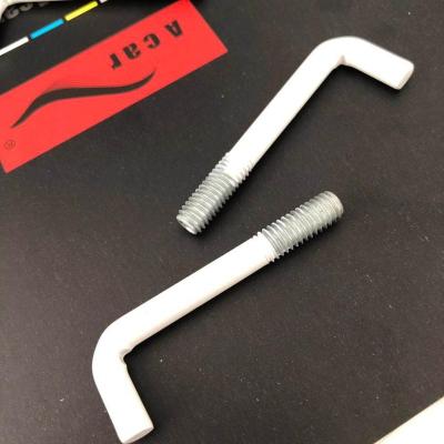 China Steel Hook Square Bend Screw White Epoxy Lacquered for sale