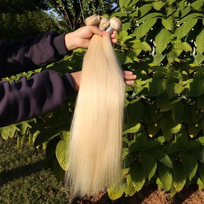 China Silky Straight Lightest Wave Blonde Bundle Weft Extension, 100% Honey Silky Straight Human Hair Weft Raw, 613 Beauty Remy Top Quality Women Bundles for sale