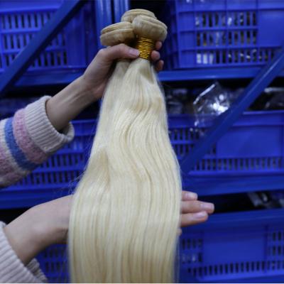 China Silky Straight Wave 26 28 30 32 Inch Honey Blonde Straight Brazilian Weave 613 3 Bundles 100% Virgin Human Hair Double Weft Extensions 4 Bundles for sale