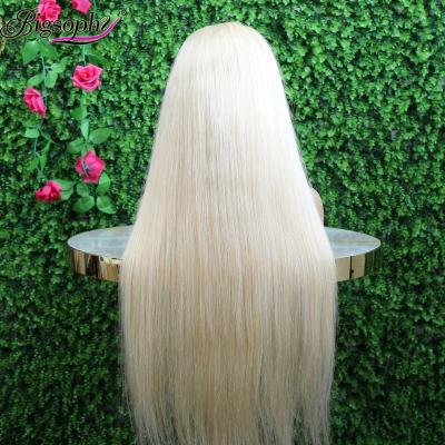 China Raw Body Wave Virgin Cuticle Aligned Brazilian Human Hair 613 Blonde Transparent Lace Closure Wig With Baby Hair For Black Women for sale