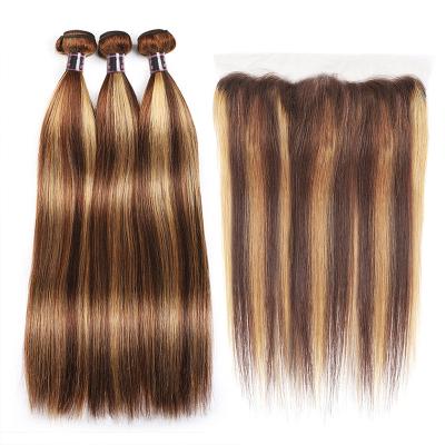 China Silky Straight 10a Brazilian Virgin Hair Highlighted Bundle, Bundles With Highlights, 100% Indian Hair Accented Hair Bundles With Closure for sale