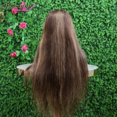 China Natrual Healthy Comfortable Black Blonde Highlights Wig Mix Color Straight Pre Plucked HD Transparent Lace Front Raw Virgin Human Hair Wigs for sale