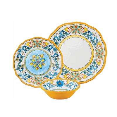 China Factory Sustainable Supply High Grade Melamine Dinner Set Yellow Luxury Tableware - 12PCS Melamine Dinnerware Set for sale