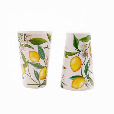 China 3.5 Inch Lemon Style Sustainable Set Of 4 Durable And 100% Eco-Friendly Melamine Tumbler Mugs Set for sale