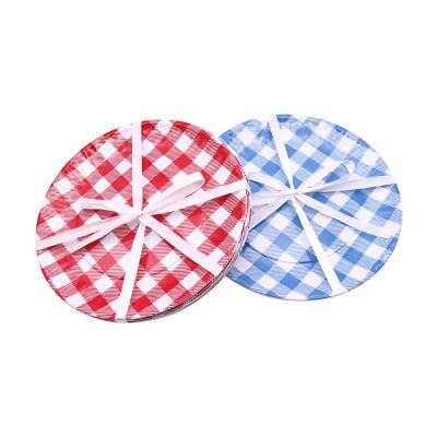 China Sustainable 9inch Round Shape Plaid Classic Design Customized Reusable Dinnerware Hard Plastic Dinner Dish for sale