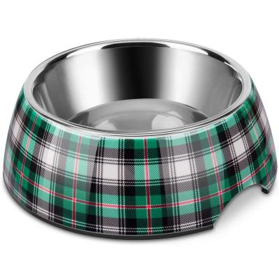 China Viable Dog Bowl Stainless Steel Melamine Pet Bowl Cat Dish Anti-Slip Resistant Rubber Pet Feeder for sale