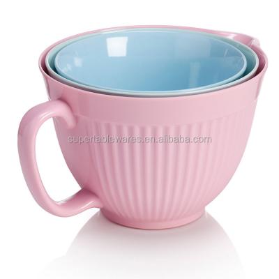 China Viable High Quality Plastic Melamine Mixing Salad Bowl With Handle for sale