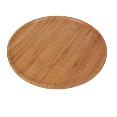 China Eco-friendly Large Round Tray Bamboo Round Serving Tray For Tea Cafe Food Home Decoration for sale