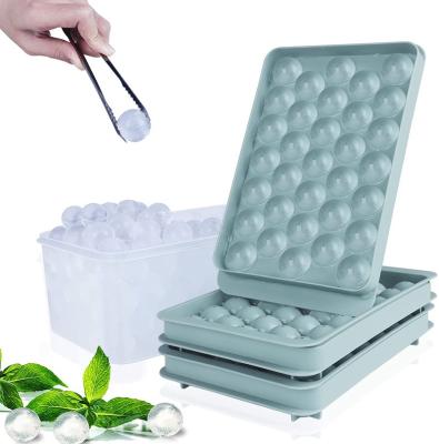 China 3 Pack 99pcs Plastic Mini Sphere Round Ice Ball Viable Cube Making Maker Mold Trays With Lid For Freezer for sale