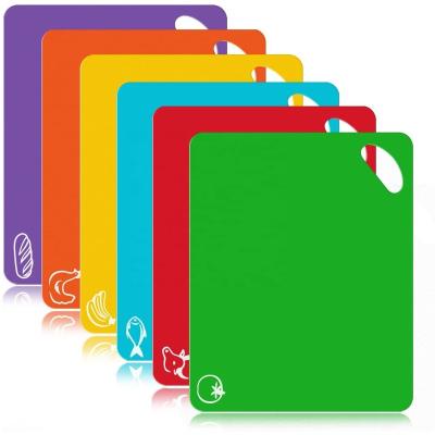 China Viable high quality set of 6 color extra thick plastic cutting board chopping set for sale