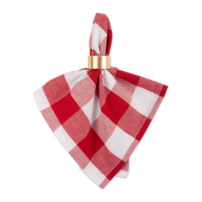 China Washable Easy To Clean 20x20 Gingham Plaid Check 12-Pack 100% Cotton Christmas Dinner Cloth Towel for sale